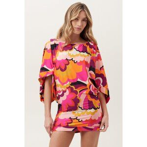 NWOT Tina Turk Women's Fan Faire Boatneck Tunic Swim Cover-Up Dress Size L